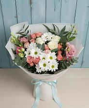 Букет цветов из:  Розы, Лизиантусы и Хризантемы в Щелкане