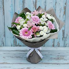 Букет цветов из:  Герберы, Альстромерии и Хризантемы #REPLACE_PRED# Щелкане