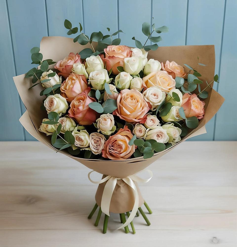 Букет цветов из: Альстромерии и Розы в Щелкане