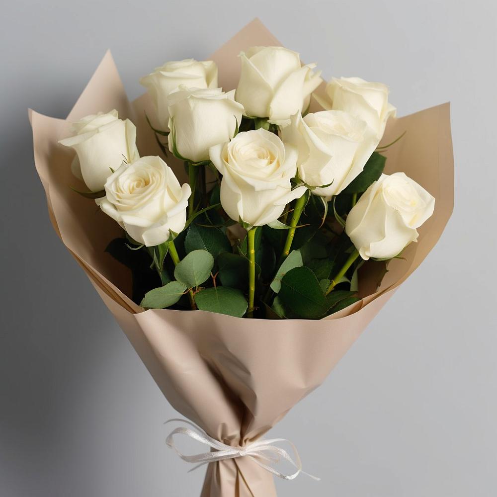 Букет 9 Белых роз Эдлесс Лав в Щелкане