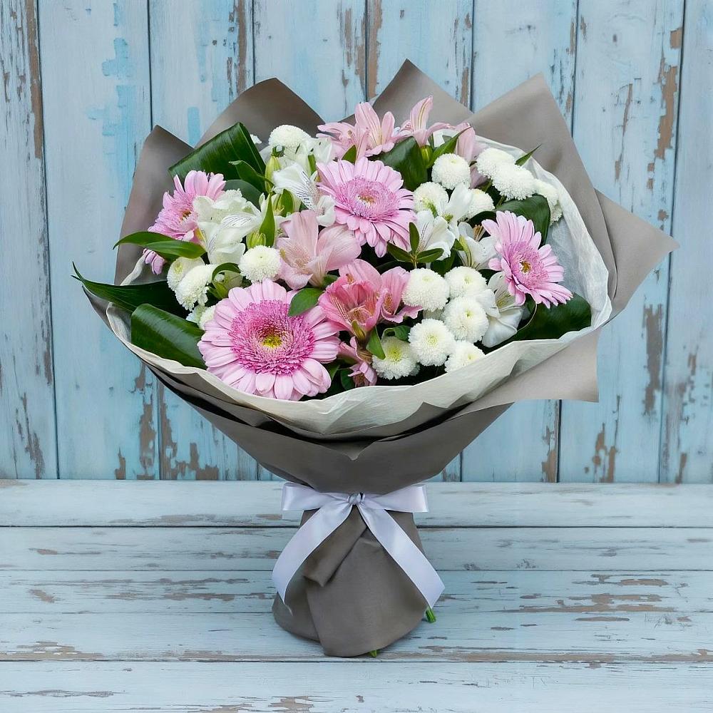 Букет цветов из: Герберы, Альстромерии и Хризантемы в Щелкане